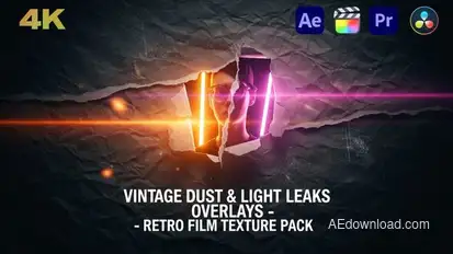 Vintage Dust & Light Leaks Overlays – Retro Film Texture Pack Elements template preview