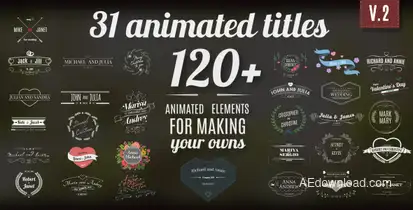 Vintage Romantic Wedding Titles Pack 2 Titles template preview