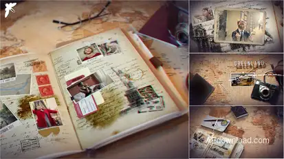 Vintage Travel Journal Video Displays template preview