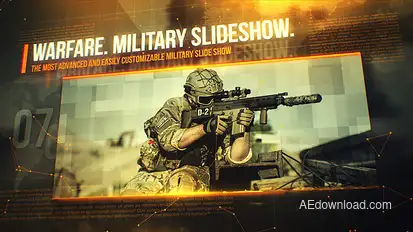 Warfare. Military Slideshow. Video Displays template preview