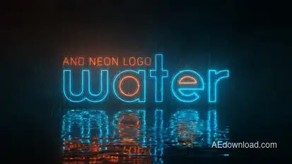 Water and Neon Logo Logo Stings template preview