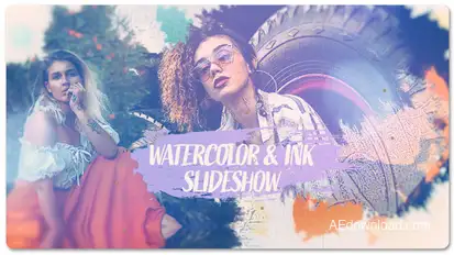 Watercolor & Ink Slideshow Video Displays template preview