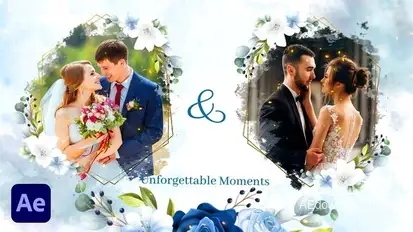 WaterColor and Floral Wedding Slideshow Video Displays template preview