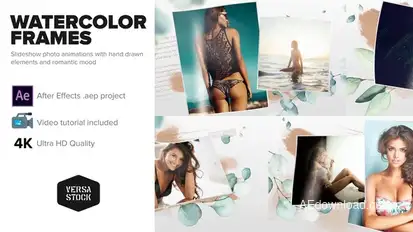 Watercolor Frames Slideshow Video Displays template preview