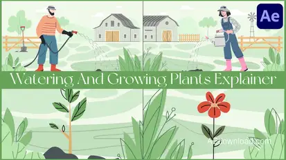 Watering And Growing Plants Explainer for After Effects Elements template preview