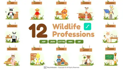 Wildlife Professions Lottie Scenes Elements template preview