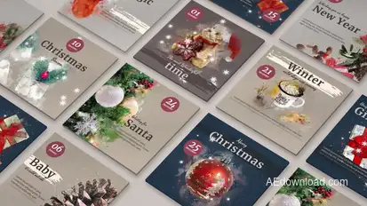 Winter Illustrated Instagram Post Video Displays template preview