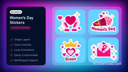 Women's Day Stickers Elements template preview