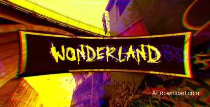Wonderland (Glitch Art Slideshow) Video Displays template preview