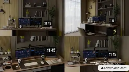 Workflow monitor and computer laptop in the room Product Promo template preview