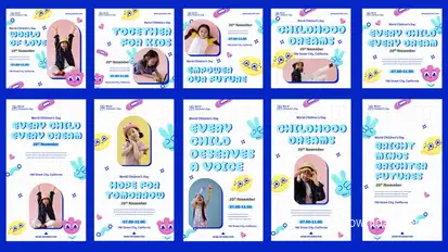 World Childrens Day Feed and Stories Instagram Openers template preview