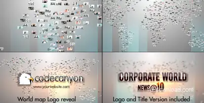 World Map Video Image Logo Logo Stings template preview