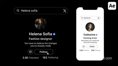 X Search Bar, Profile, Result Elements template preview