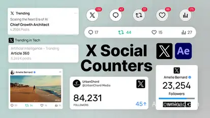 X Social Counters & UI Elements Elements template preview