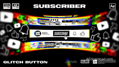 Youtube Glitch Subscribe Elements template preview