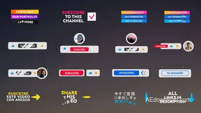 Youtube Lower Thirds And Buttons || After Effects Elements template preview