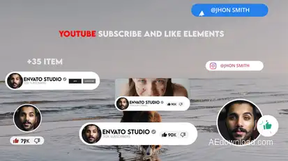 Youtube Subscribe And like elements Elements template preview