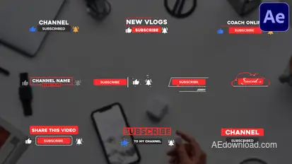 Youtube Subscribe Buttons | After Effects Titles template preview