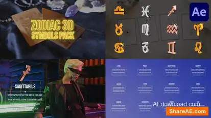 Videohive Zodiac 3D Symbols Pack for After Effects Titles template preview