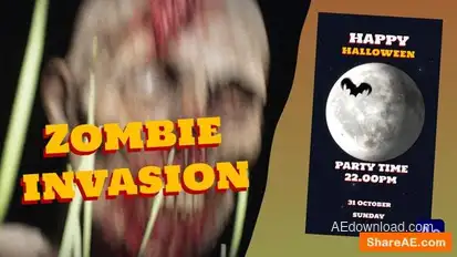 Zombie invasion on Halloween night Openers template preview