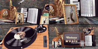 Vintage Music Opener Video Displays template preview