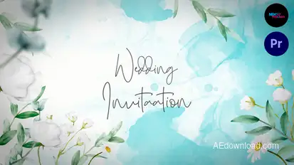 Watercolor Wedding Invitation Slideshow 2.0 | MOGRT Premiere Pro template preview
