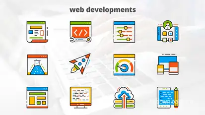 Web Development - Flat Animated Icons Video Displays template preview