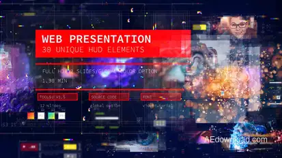 Web Presentation/ HUD Modern Slideshow/ 3D Sci-Fi Glitch Intro/ Digital Parallax/ Hightech Interface Video Displays template preview
