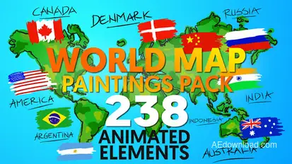 World Map Paintings Pack Video Displays template preview