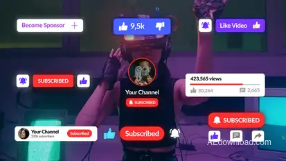 YouTube Buttons Pack for Premiere Pro Premiere Pro template preview
