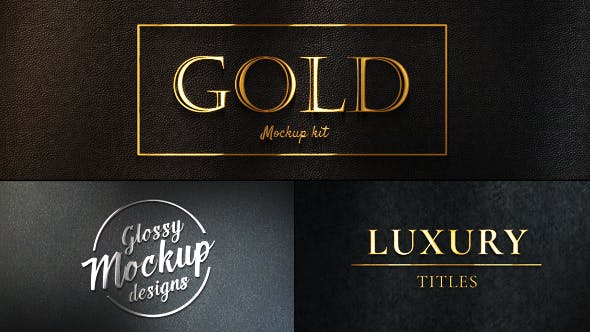 Gold Mockup Kit - Glossy Logo & Titles