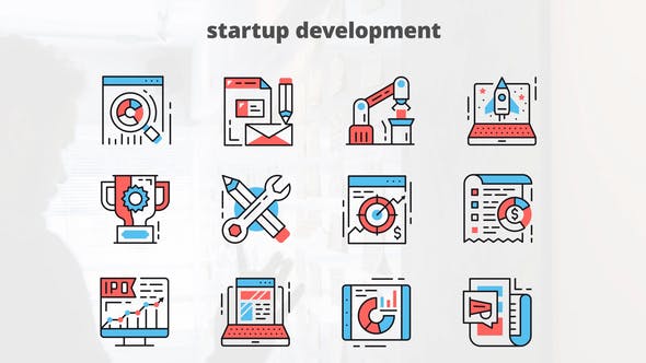 Startup Development – Thin Line Icons