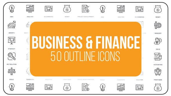 Business And Finance - 50 Thin Line Icons