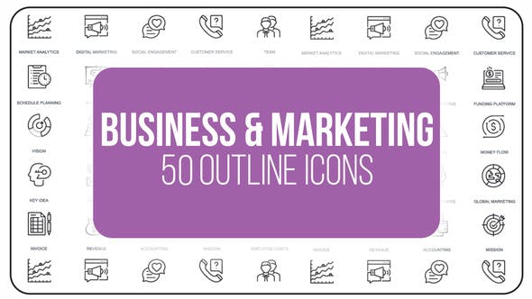 Marketing and Business - 50 Thin Line Icons