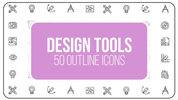 Design Tools - 50 Thin Line Icons