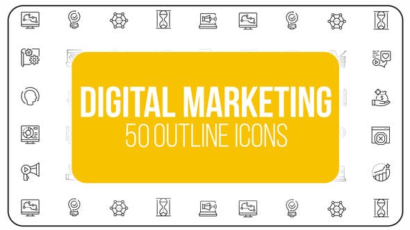 Digital Marketing - 50 Thin Line Icons