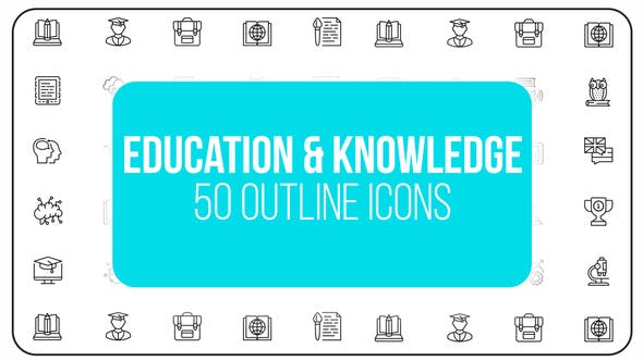 Education & Knowledge - 50 Thin Line Icons