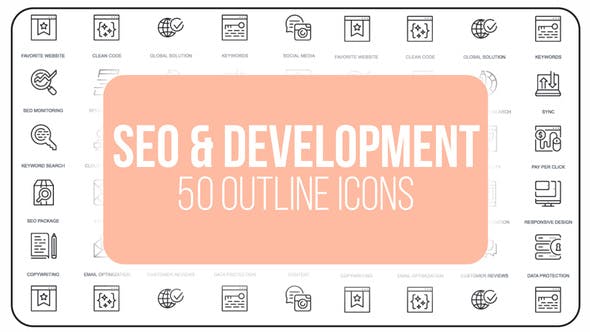 Seo Optimization - 50 Thin Line Icons