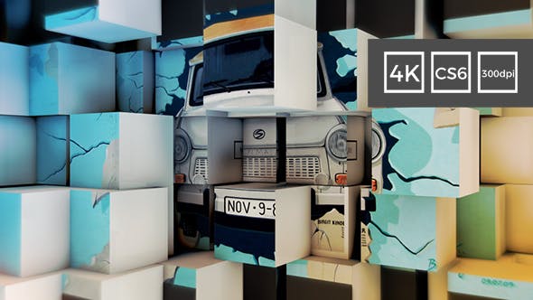 3D Cubes Wall Slideshow in 4K