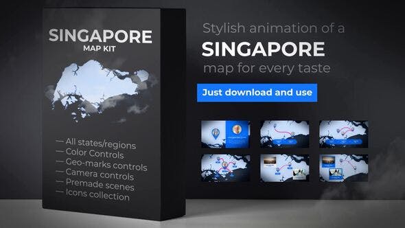 Singapore Animated Map - Republic of Singapore Map Kit