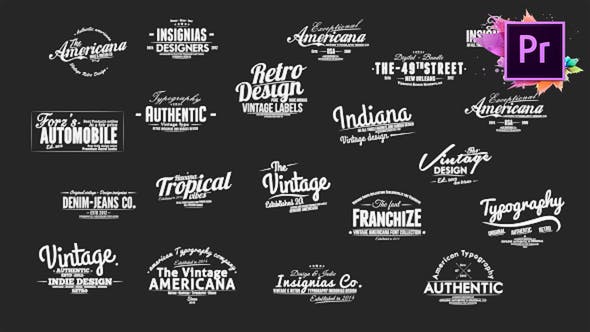 Vintage Typography Pack 26 Animated Badges | Mogrt