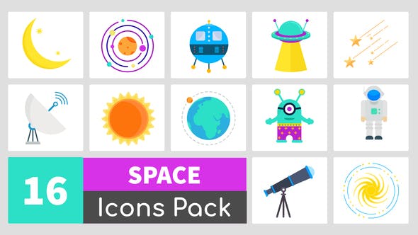 16 Animated Space Icons Pack