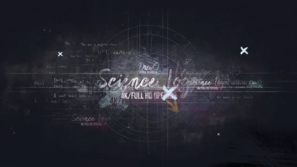 Science Logo/ Back to School/ Chalk Board Intro/ Mathematical Formulas/ Grunge Style/ Dust Scratches