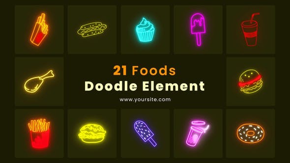 Yummy! doodle typography design element